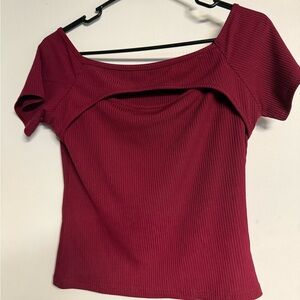 SHEIN Burgundy Ribbed Blouse